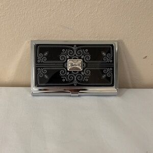 Brighton Silver and Black Heart Card Case